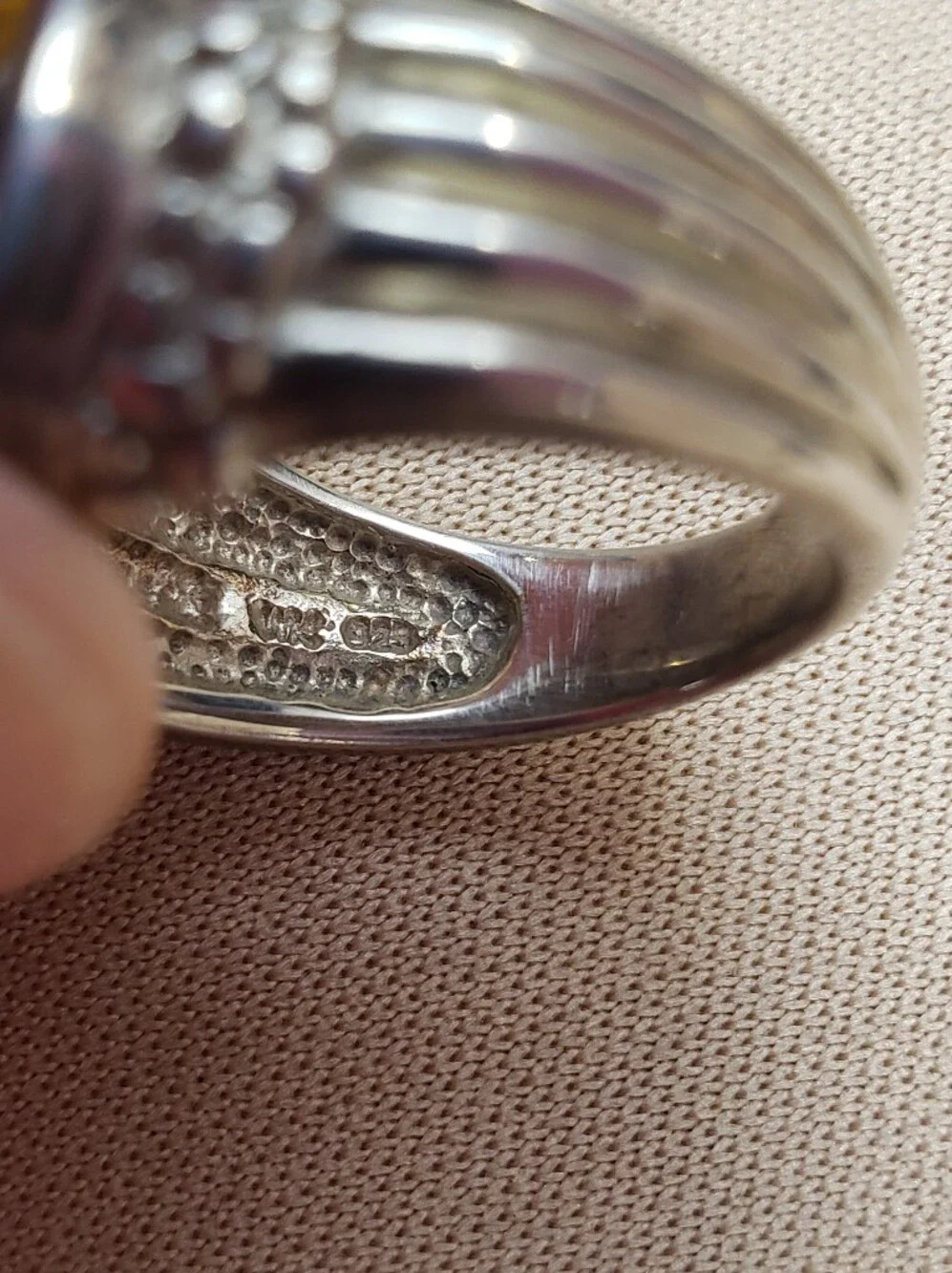 Whitney Kelly Sterling Silver Ribbed Tigers Eye Ring Size 6.5